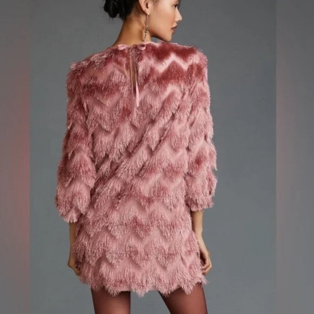 NWT Anthropologie Hutch Fringed Chevron Shift Dress - Picture 5 of 9